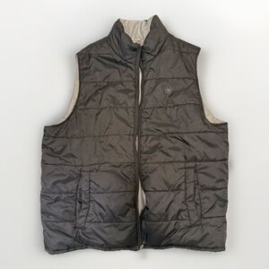 Ariat Vest Men's Brown Tan Quilted Pockets Outdoor Hiking Reversible 2XL